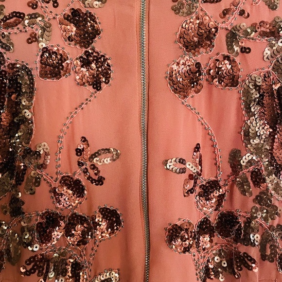 Endless Rose Coral  Bomber Jacket with Floral Design - Picture 3 of 16